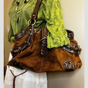 Vintage Pritzie Brown Suede Hobo Bag